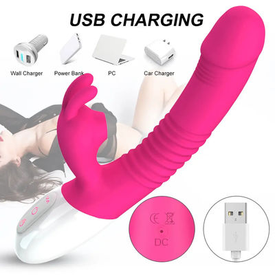 300g USB 재충전 진동기 섹스 장난감 핑크 토끼 개인 마사저
