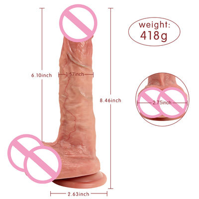 418g 브라운 육상 실리콘 딜도 부드러운 ROHS 현실적인 음경 남녀 딜도