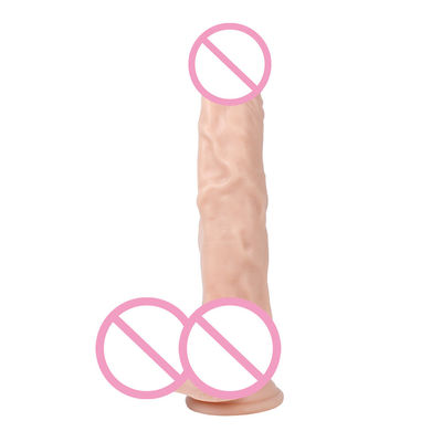Pvc 브라운 남성 현실적인 딜도 큰 실리콘 딜도 강한 흡입컵 손 무료