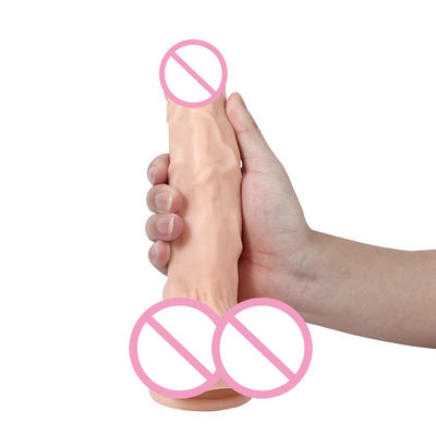 Pvc 브라운 남성 현실적인 딜도 큰 실리콘 딜도 강한 흡입컵 손 무료